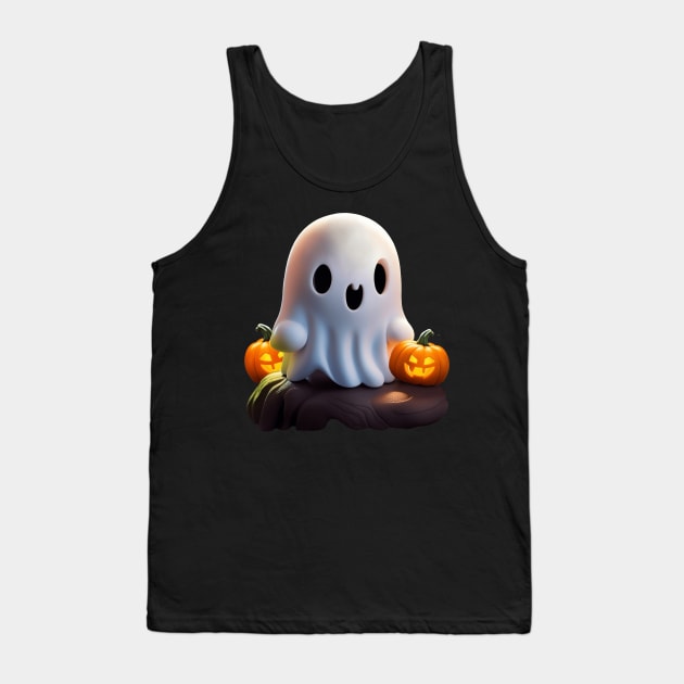 Baby Ghost Creepy Cute Halloween Character Tank Top by BluedarkArt